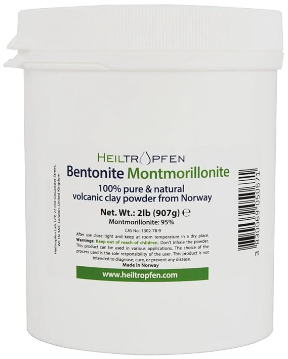 2 Pounds Bentonite Montmorillonite powder, ULTRA FINE, Montmorillonite content: 95%, Natural Mineral Dust. Heiltropfen