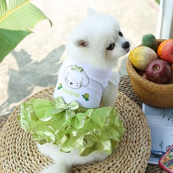 Cute Pet Frilly Dress for Dogs and Cats - Spring and Summer Fruit-Themed Party Gown for Small, Medium, and Large Breeds
