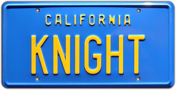 Celebrity Machines | Knight Rider | Knight | Vanity Plate, Stamped Aluminum, Metal Decorative Tag, Corrosion Resistant, Quality Novelty Sign, Wall Decoration, Wall Hanging