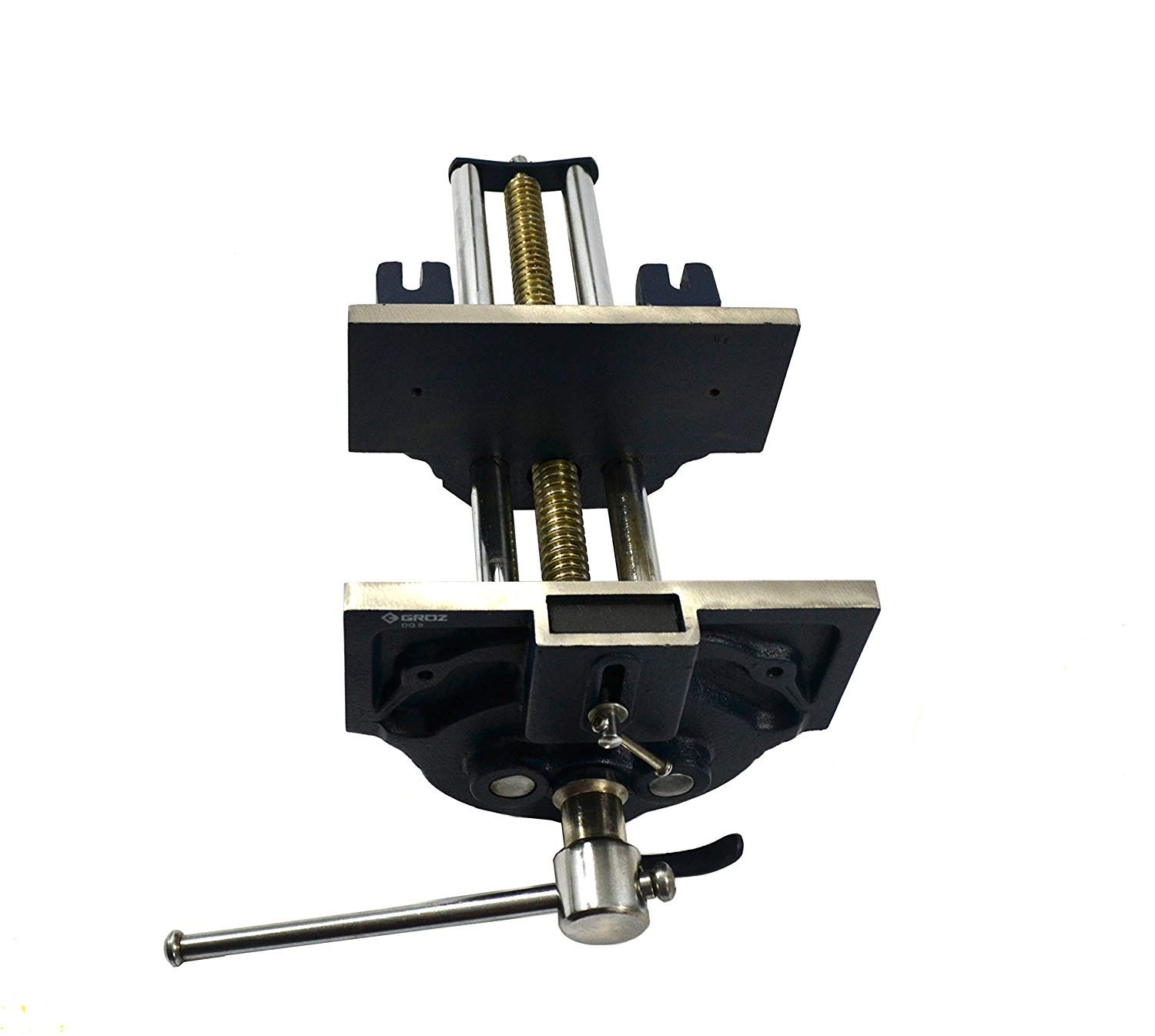 Groz 7-Inch Quick-Release Woodworking Vise, Trigger-Action Front Jaw, Adjustable Front Dog, Toe-In Jaws, Buttress-Thread Screw, Cast Iron, 8-Inch Opening, Bench-Mount (39007)