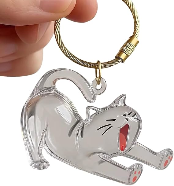 Travel Use Pet Hair Collector Clear Cartoon Cats Pendant Design Pet Keepsakes Furs Storage Container For