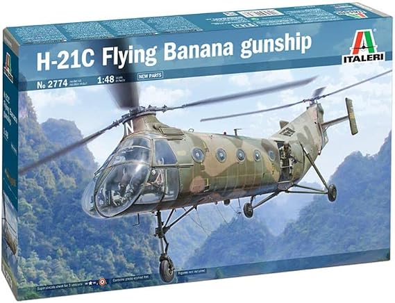 Italeri 2774S 1:48 H-21C Flying Banana Gunship, Faithful Replica, Model Making, Crafts, Hobbies, Gluing, Plastic kit, Assembly