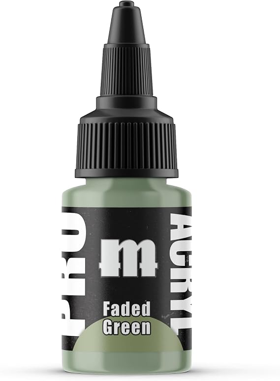PRO Acryl 22ml Acrylic Paint - Non-Toxic Acrylic Paint for Miniatures and Wargames - Compatible with Both Brush and Airbrush Techniques - Faded Green