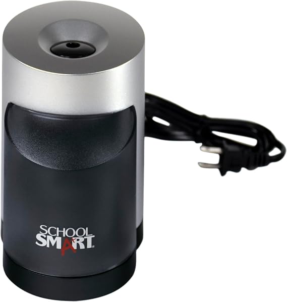 School Smart Vertical Electric Pencil Sharpener, for Classroom, Home, and Office Use, Black and Grey