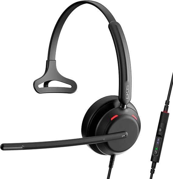 EPOS Impact 730T Wired Office Headset Noise Cancelling Microphone, USB Connection, Lightweight Design, Inline Controller - Ideal for home offices and