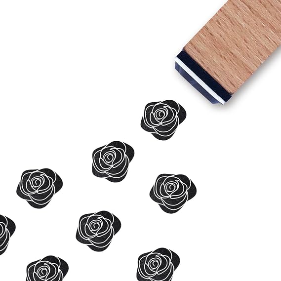 Rose Flower Rubber Stamp, 3/5 Inch Small Mini Stamp for Scrapbooking Card Making Planner