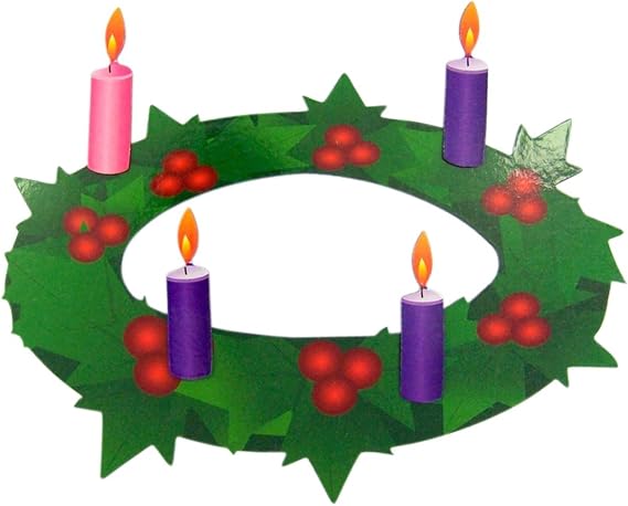 Advent Wreath with Pink and Purple Candles Flexible Magnet Set, 7 Inch