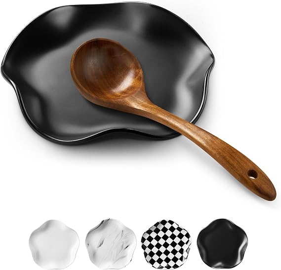 ABRUTY Spoon Rest for Stove Top, Ceramic Spoon Holder for Kitchen Counter, Modern Farmhouse Kitchen Decor Accessories for Spatula, Spoons or Tongs