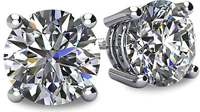 Central Diamond Center 14K Hypoallergenic Solid Gold Post Swarovski Zirconia Stud Earrings-Premium Comfort, No Irritation-Classic Gift for Sensitive Ears (Various Sizes)