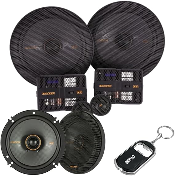 KICKER KS-Series 51KSS6704 6.75" Component Speakers and 51KSC6504 6.5" Coaxial Speakers - High Power Handling, Polypropylene Woofer, Tough Rubber Surrounds
