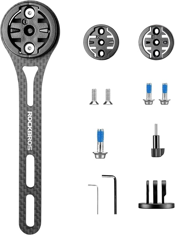 ROCKBROS Bike Computer Mount Out-Front for Garmin&Mainstream Bike Computers | Wahoo Bases,Bryton Bases,Adaptability,Easy Installation,Carbon Fiber,Road Bikes