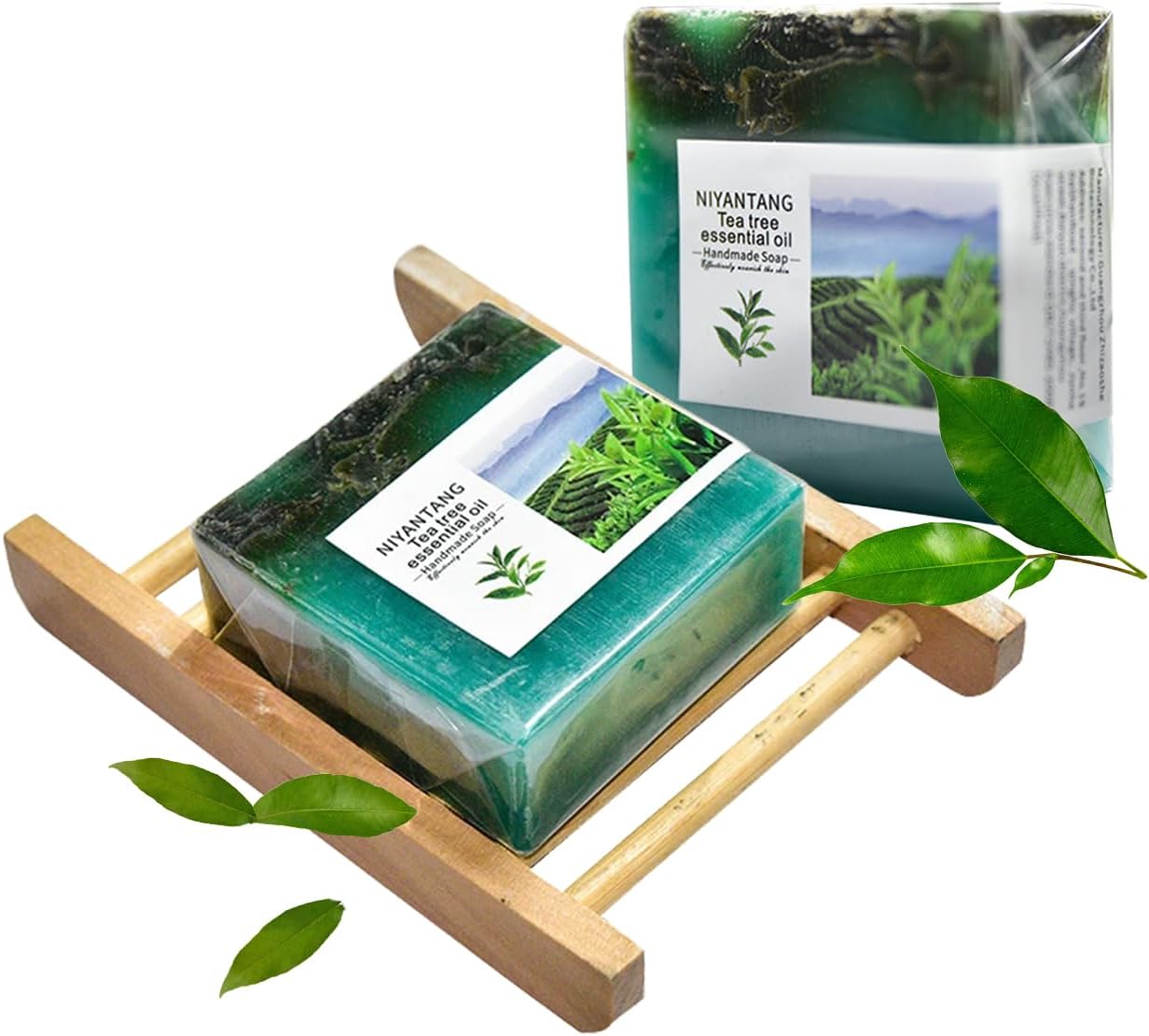 Tea Tree Oil Soap Bar, 2 Pcs Natural Organic Soaps, Body Wash Bath Soap Bar, Facial Cleanser and Body Oder Moisturizer for Men Women, Tea Tree Soap for Body Itching Acne