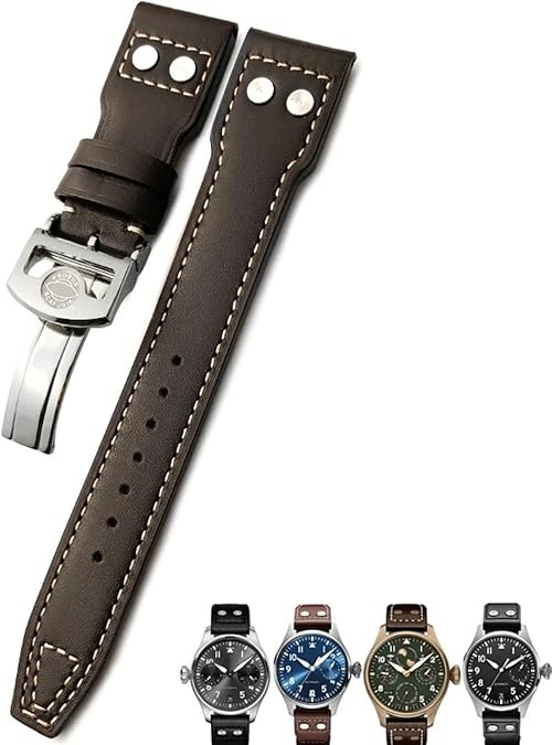 20mm 21mm 22mm Rivet Calfskin Leather Watch band Fit for IWC watch Big PILOT IW5009 SPITFIRE IW3777 Le Petit Prince Mark strap