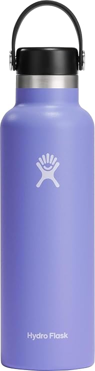 HYDRO FLASK - Water Bottle 621 ml (21 oz) - Vacuum Insulated Stainless Steel Water Bottle with Leak Proof Flex Cap and Powder Coat - BPA-Free - Standard Mouth - Lupine
