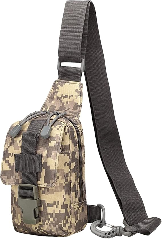 Small Tactical Crossbody Sling Bag Waterproof 800D Oxford Military Shoulder Bag Phone Chest Bag One Strap Backpack for Outdoor Camping Hiking Cycling Fishing Travel ACU Digital