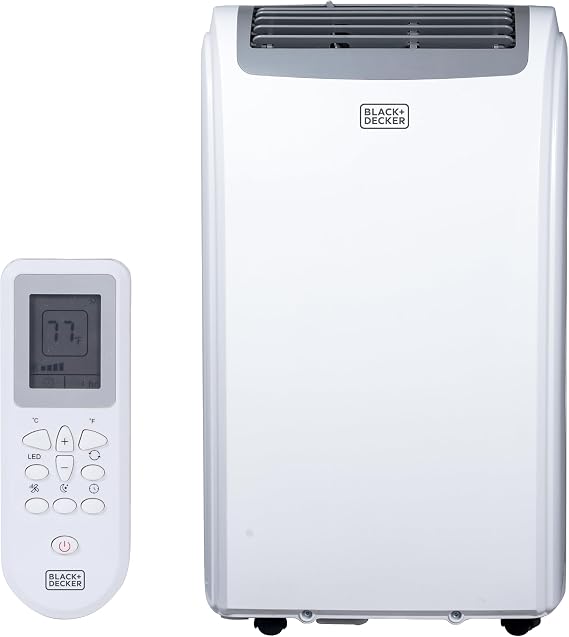 BLACK+DECKER 14,000 BTU Portable Air Conditioner with 11,000 BTU Heating, 4-in-1 AC, Heater, Dehumidifier and Fan, Portable AC Unit with Remote Control, Window Kit Included, White, BPP10HWTB