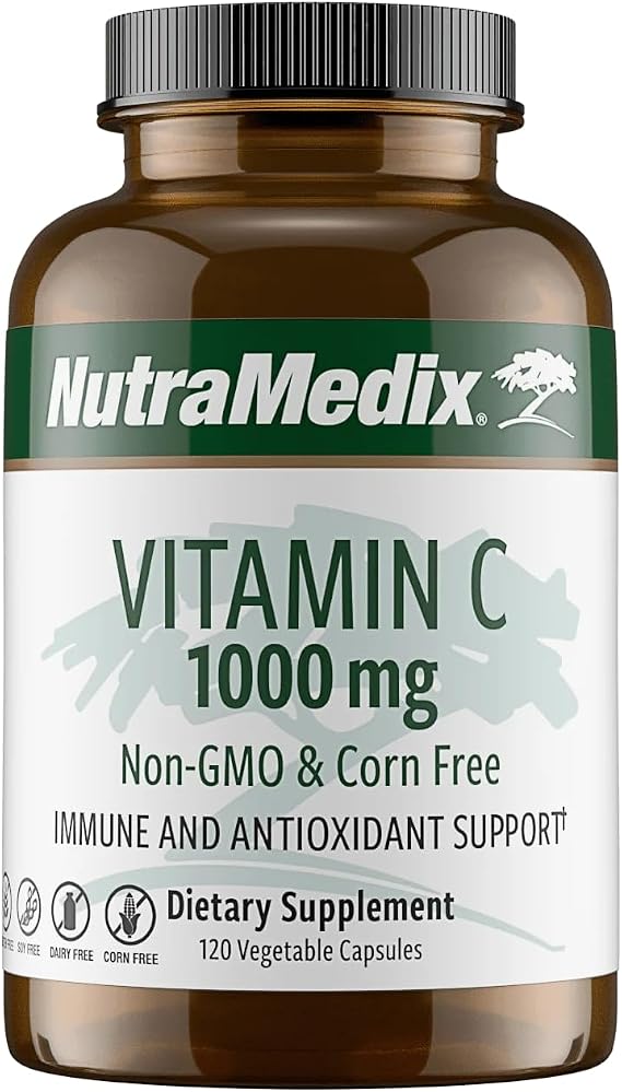 NutraMedix Corn-Free Vitamin C Capsules - Antioxidant & Seasonal Immune Support - Vitamin C Supplement with Ascorbic Acid Sourced from Tapioca - 1000 mg (120 Vegetable Capsules)