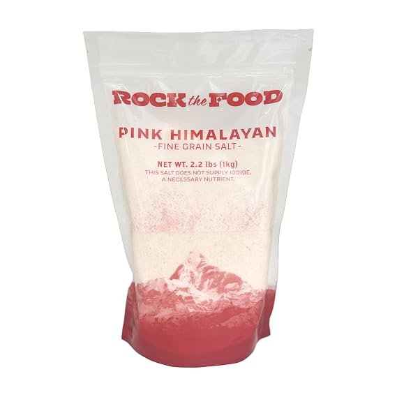Rock The Food | Pink Himalayan Salt Bulk, 2.2lb. Bag | Fine Grain Salt | Suitable as Table Salt