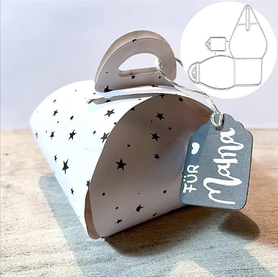 Package Gift Box Metal Die Cuts Cutting Dies, Package Gift Box Paper Cards Cutting Dies Cut Stencils for DIY Embossing Card Making Book Tags Decorative Paper Dies Scrapbooking