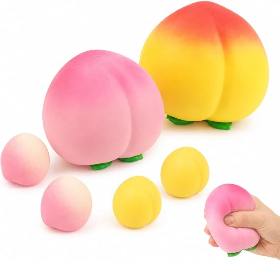 6 PCS Squishy Peach, Peach Squishies, Fruit Squishy for Sensory Experience, Focus and Stress Relief, Desk Accessories for Office Use, Desk Decoration for Collectors, Daily Leisure Activities