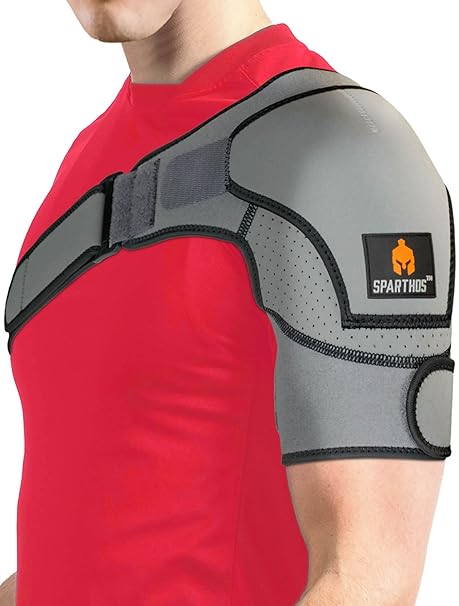 Sparthos Rotator Cuff Shoulder Brace for Women & Men - Support - Gray-UNI | Compression Sleeve, Pain Relief, Adjustable Strap, Fits Left or Right Arm, AC Joint, Labrum Tear, Dislocation, for Sleeping