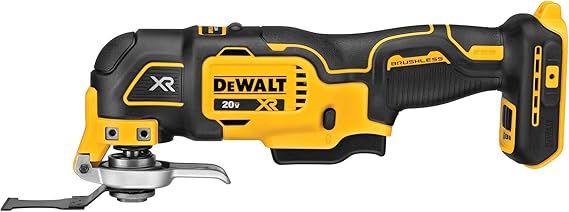 DEWALT 20V MAX XR Oscillating Multi-Tool Cordless, Variable Speed Brushless Motor Multitool with LED Light, Extended Runtime, Includes Two Wood Cutting Blades, Tool Only DCS356B