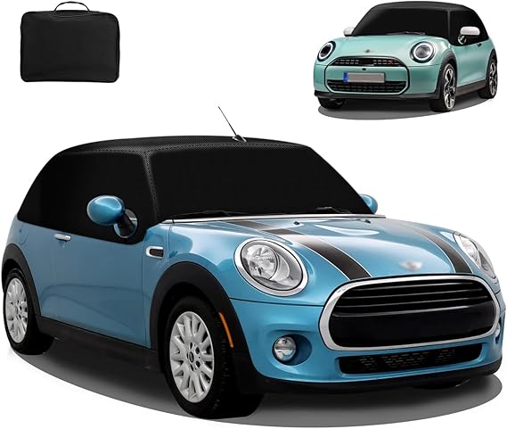 Half Car Cover for BMW Mini Cooper Cabrio Convertible 2004-2024 | for R52 R57 F57, 600D Oxford Fabric Tailored Soft Top Roof Protector Cover, Blackout Weatherproof Sun Snow Rain Dust UV