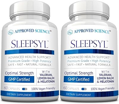 Approved Science Sleepsyl - Sleep Supplement - Valerian Root, Lemon Balm, Melatonin, Chamomile, L-Ornithine - Vegan, 120 Capsules 60 Count, Pack of 2