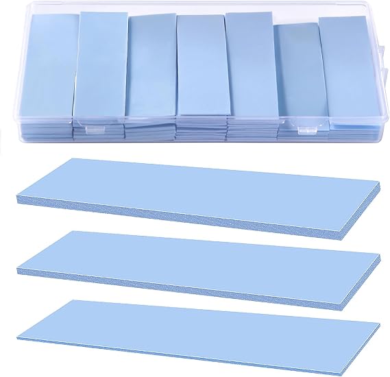 VooGenzek 45 PCS Assorted Thickness 0.5/1/1.5 mm Silicone Thermal Pad with 6.0 W/mk Thermal Conductivity, Reusable Thermal Conductive Silicone Pad, for SSD CPU GPU LED IC Chipset Cooling