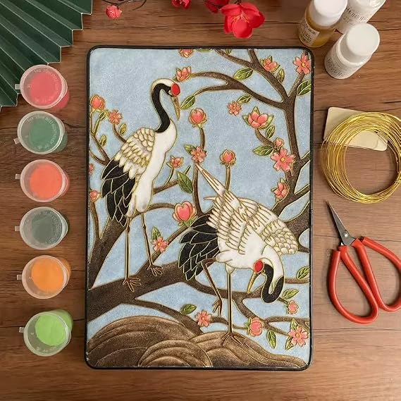 Cloisonne Filigree Enamel Paint by Numbers Kit, All in One with Tools, DIY Craft, Starter Set for Adults and Beginners, Easy Instructions, Hobby for Adults Teens Elderly Handmade Home Decor Gifts