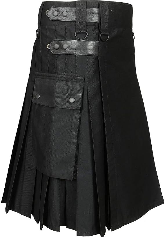 Scottish Designer Men 's Black Utility Kilt