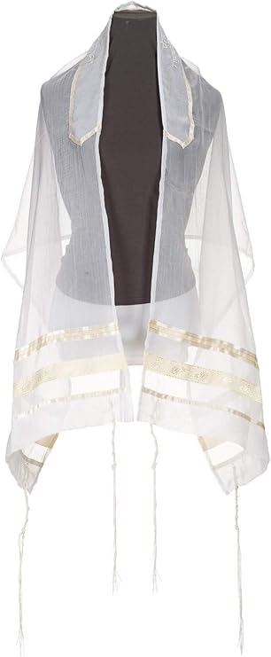 Personalized Cream Paisley Women's Tallit, Bat Mitzvah Tallit Prayer Shawl, Girls Tallit from Israel