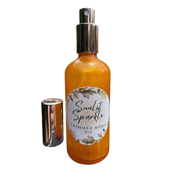 Sunlit Sparkle Body Shimmer Oil, 3.4 Fl oz | Yellow Golden Glow Mist for Women & Teens, Lightweight Sparkly Finish