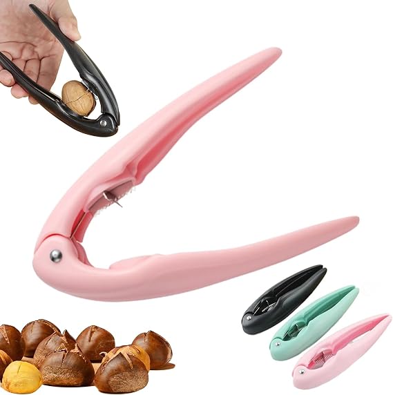 Chestnut Peeler Chestnut Cutter Tool and Scoring Nutcracker Clip Knife for Chestnuts Walnut and Nuts Dried Fruit Opener Roaster Scissors Essential Kitchen Tool (C-pink)