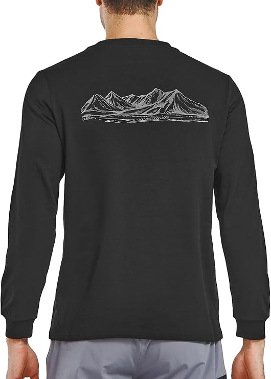 NORTHYARD Mens Cotton Long Sleeve T-Shirts Graphic Casual Stylish Crew Neck Tee Shirts for Men Outdoors