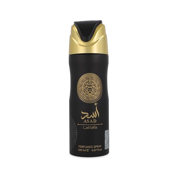 Lattafa Asad Perfumed Deodorant Spray for Men, 6.7 Ounce