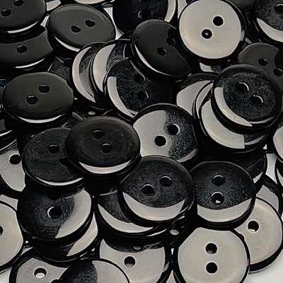 Libiline 100pcs 5815mm Black Resin Button Solid Color 2Holes Craft Clothes Sewing Cards Making Sweater Shirt Black, 5815mm