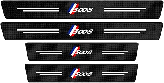 EAGLEG 4Pcs Car Door Sill Protector Strips for Peu-geot 206 207 307 308 3008 4008 5008 GT line, Carbon Fiber Automobile Threshold Kick Plate Guard Sticker Styling Decor Accessories, 3008