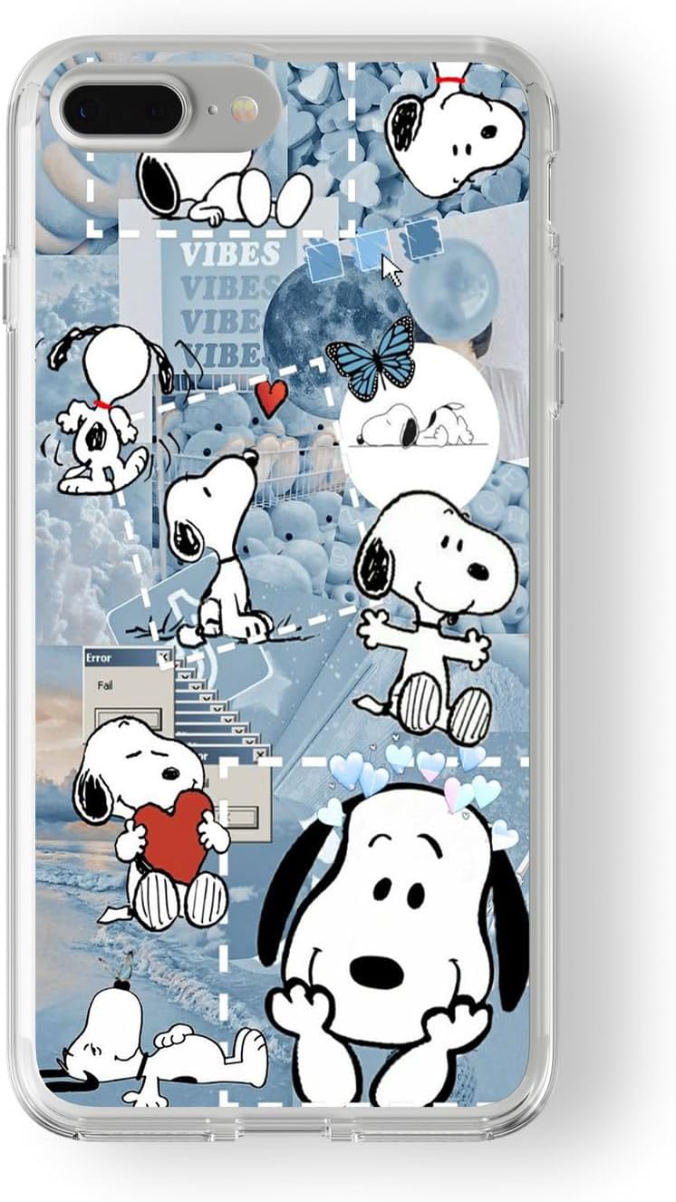 Multitronic iPhone 7 Plus ve 8 Plus Uyumlu Snoopy Kolaj Tasarım Baskılı Şeffaf Kılıf, space8pls257