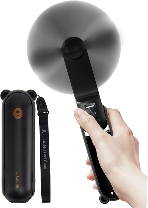 JISULIFE Handheld Fan 8 Plus: 40H Runtime & 4500mAh PowerBank & Flashlight
