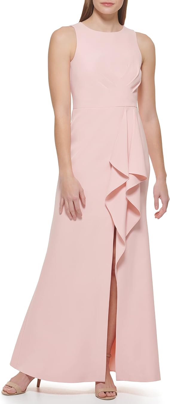 Eliza J Womens Gown Style Stretch Crepe Sleeveless Jewel Neck Dress