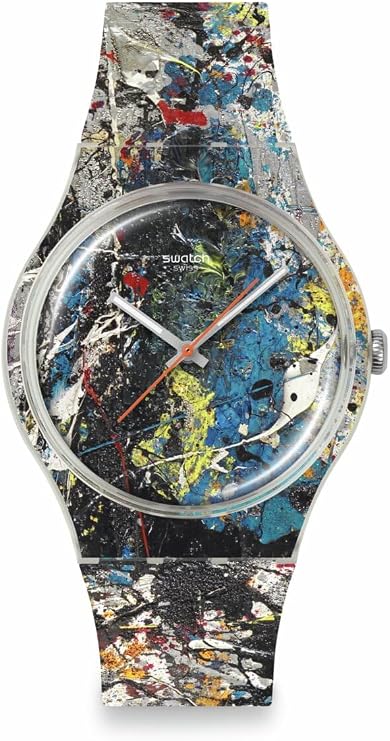 Swatch New Gent Unisex Casual Watch Polymer Transparent Quartz Water Resistant POLLOCK'S Alchemy