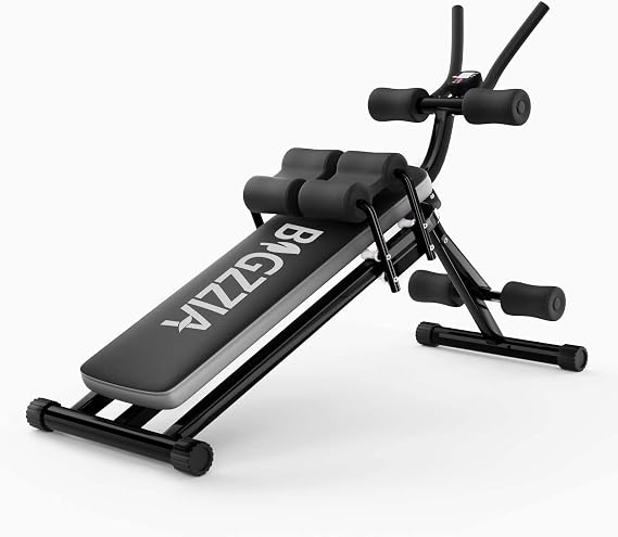 Bigzzia Ab Machine, 5-in-1 Adjustable Ab Workout Bench Core Abdomen Trainer for Stomach Workout, Crunch Machine Exercise Equipment for Home Gym - Sit UP, Push UP, Leg Press, Glider, Roman Chair, 330lbs Capacity