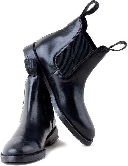Rhinegold COMFEY CLASSIC LEATHER JODHPUR BOOTS FOR WOMEN or MEN - Traditional Unisex Horse Riding Boots - No Zippers, Easy On/Off, Elastic Sides - Black or Brown'