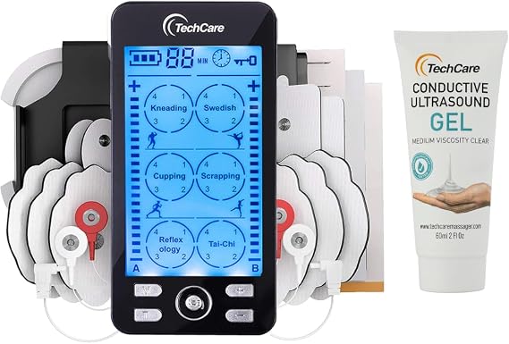 Techcare Plus 24 Dual Channel Device 24 Modes & 20 Intensity Level Combo with ABS Muscle Stimulator Water Based Gel (60Ml)