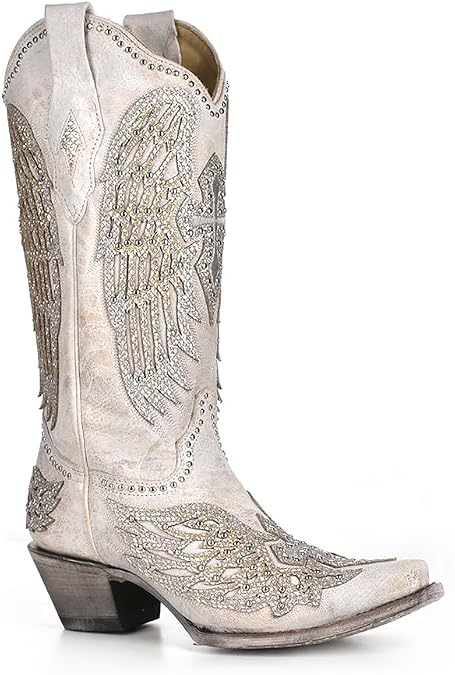 Corral Women White Wedding Wings Boots (WHITE, US Footwear Size System, Adult, Women, Numeric, Medium, 6)
