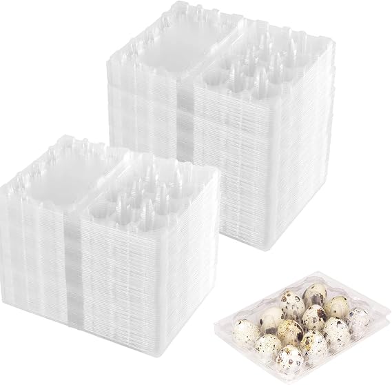 150 Pcs Quail Egg Crates 12 Grids Plastic Blank Quail Egg Packs Bulk 3x4 Style Quail Egg Containers Holds Up to 12 Small Quail Egg Baskets for Home Family Kitchen Refrigerator Farmhouse