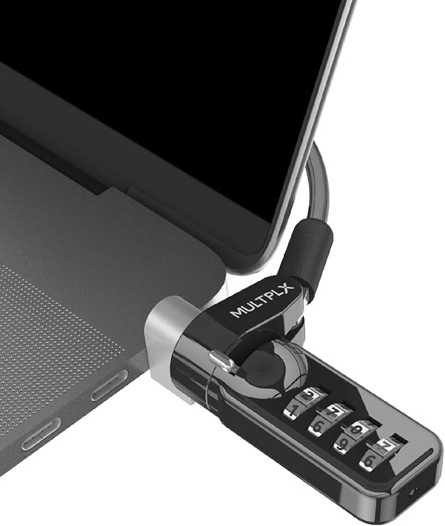 Universal Laptop Security Lock | Includes Anchor Adapter | Compatible With All Laptops | 1.7m Length | Strong Steel Security Cable | 4 Digit Combi Lock