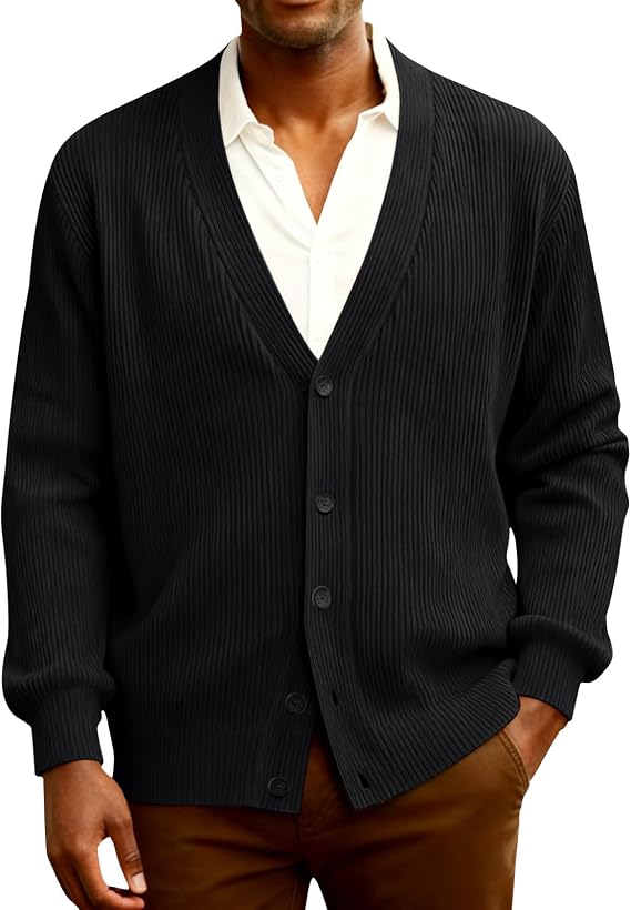 Men's Cardigan Sweaters with Button Lightweight Business Knitted Sweater