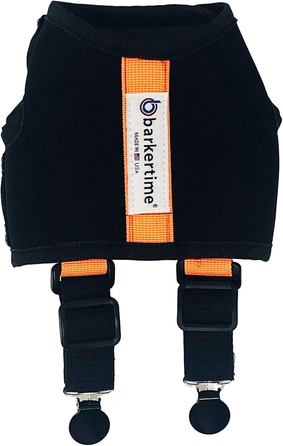 Dog Diaper Suspender Harness - Orange on Black Diaper Suspender Harness to Keep Dog Diapers On, M - Made in USA